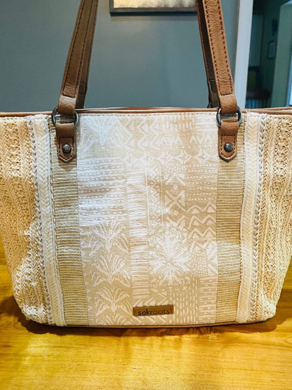 SakRoots Meadow Straw Bohemian Tote Shoulder Bag